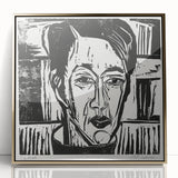 Expressionist Art - Wehrlin, Facing Front by Kirchner - Bold Woodcut Print
