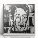 Expressionist Art - Wehrlin, Facing Front by Kirchner - Bold Woodcut Print