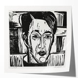 Expressionist Art - Wehrlin, Facing Front by Kirchner - Bold Woodcut Print