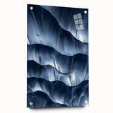 Acrylic glass artwork depicting a side view of colorful landscapes and caves, showcasing intricate details and vibrant hues, perfect for enhancing modern decor.