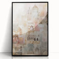 Framed abstract architecture wall art in sleek black acrylic, showcasing geometric patterns and bold colors, ideal for modern home decor. Perfect for enhancing contemporary living spaces.
