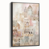 Framed abstract architecture wall art in black, showcasing sleek lines and unique geometric patterns, ideal for modern home decor, side view display.