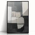 Framed abstract geometric wall art in black acrylic, showcasing a modern design with sharp angles and clean lines, perfect for contemporary decor.