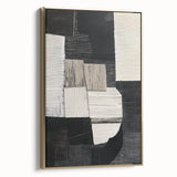 Framed abstract geometric canvas art in gold tones, showcasing a modern design with sharp angles and clean lines, perfect for contemporary home decor.