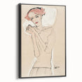 Soft Art Deco Wall Art - Minimalist Portrait of Woman in Pink Accents