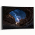 Framed canvas artwork depicting a stunning landscape of canyons in earthy tones, showcasing intricate details and textures, perfect for enhancing home decor.