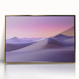 Framed acrylic artwork showcasing a serene desert landscape with golden dunes, perfect for modern home decor, enhancing any living space's aesthetic appeal.