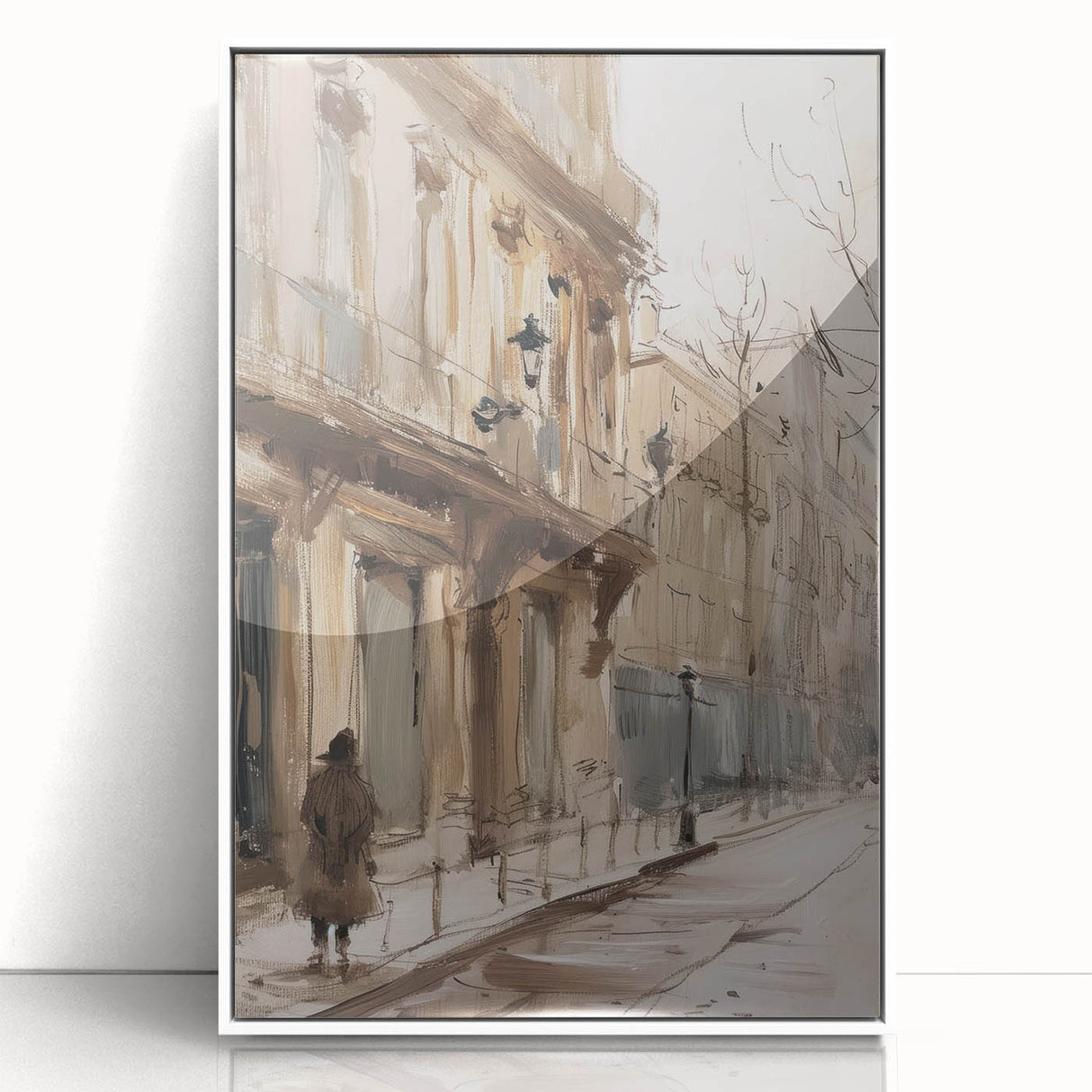 Framed acrylic landscape artwork showcasing vibrant colors and intricate details, presented in a sleek white frame, perfect for modern home decor.