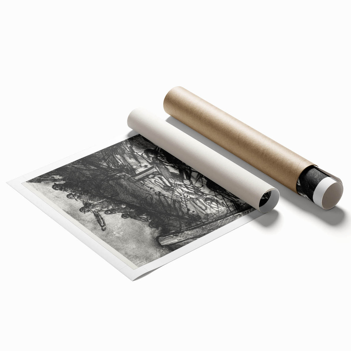 Dynamic Modern War Scene – Black & White Art Print by Bellows