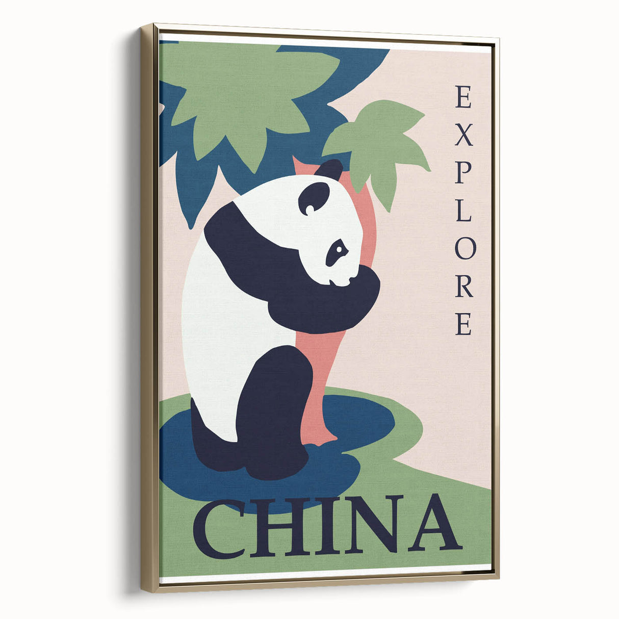 Retro China Travel Poster – Vintage Panda Art Print