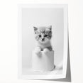 Bathroom Wall Art: Adorable Kitten on Toilet Roll – Modern Decor