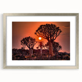Abstract art print of an African scenery in Namibia, featuring muted earth tones on a framed silver mat.