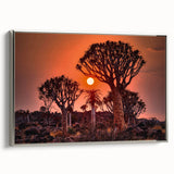 Vintage poster art of a Namibian landscape on framed canvas, featuring a mix of colorful and black elements.
