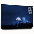 Large abstract wall art featuring a vibrant, colorful Indian landscape on acrylic glass.