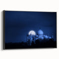 Black and white wall art depicting a vintage Indian landscape on framed canvas, ideal for bedroom decor.
