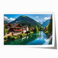 Extra large rolled print of a scenic Austrian landscape with vibrant green and blue tones, ideal for art wall dining room.
