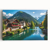 Black and white print of a European cityscape on stretched canvas, ideal for kitchen wall art.