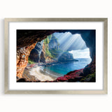 Extra large abstract art print featuring textured scenery of Europe, in muted earth tones, framed in silver.