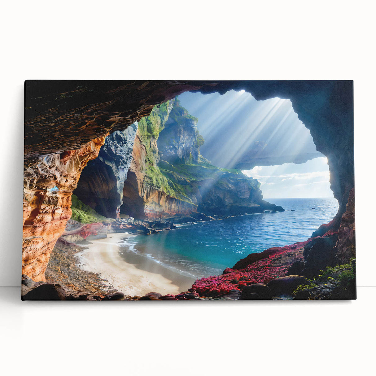 Large black and white stretched canvas of a European scenery, ideal for kitchen wall art.