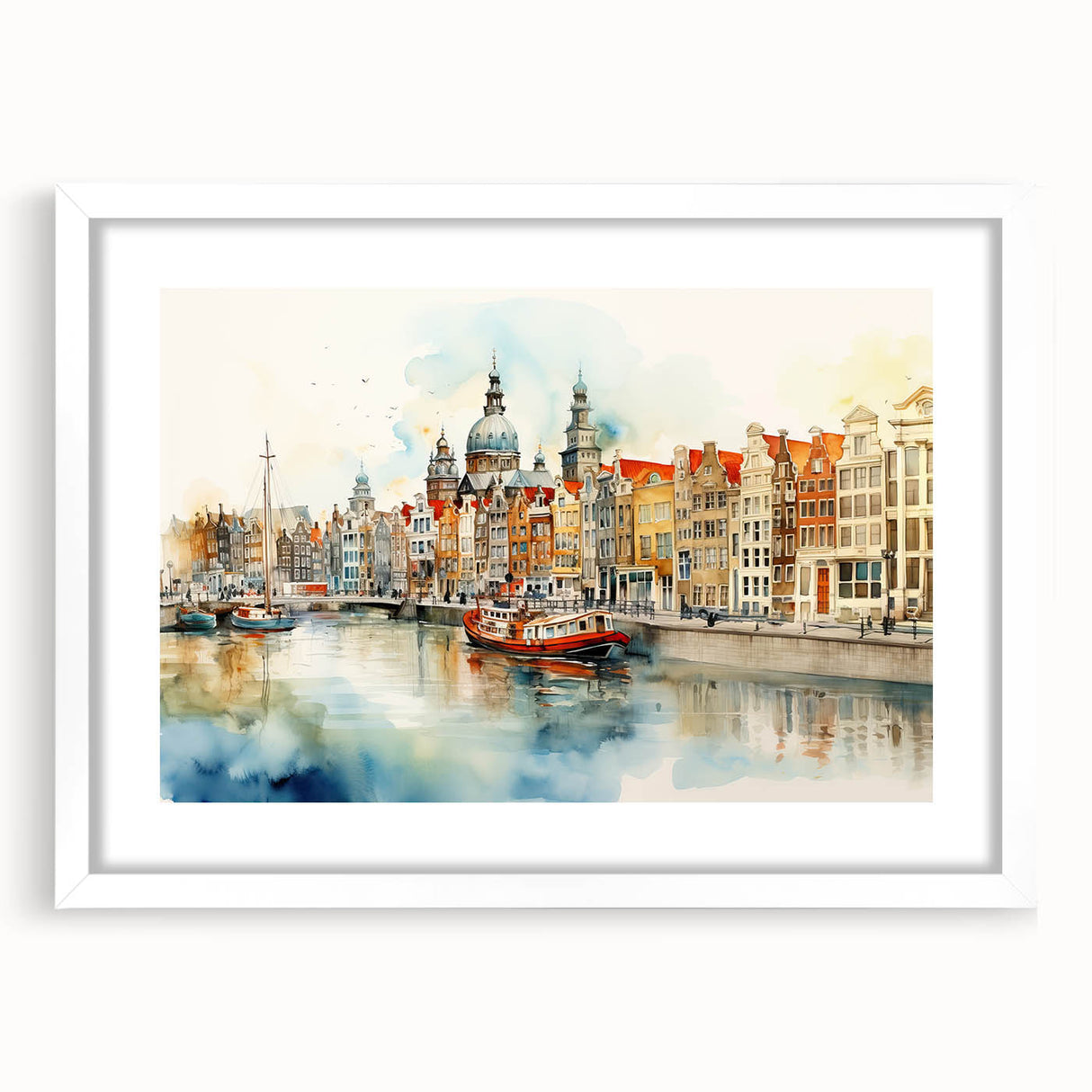 Textured abstract art print depicting a European scenery in muted earth tones on a framed canvas, suitable for bedroom decor.