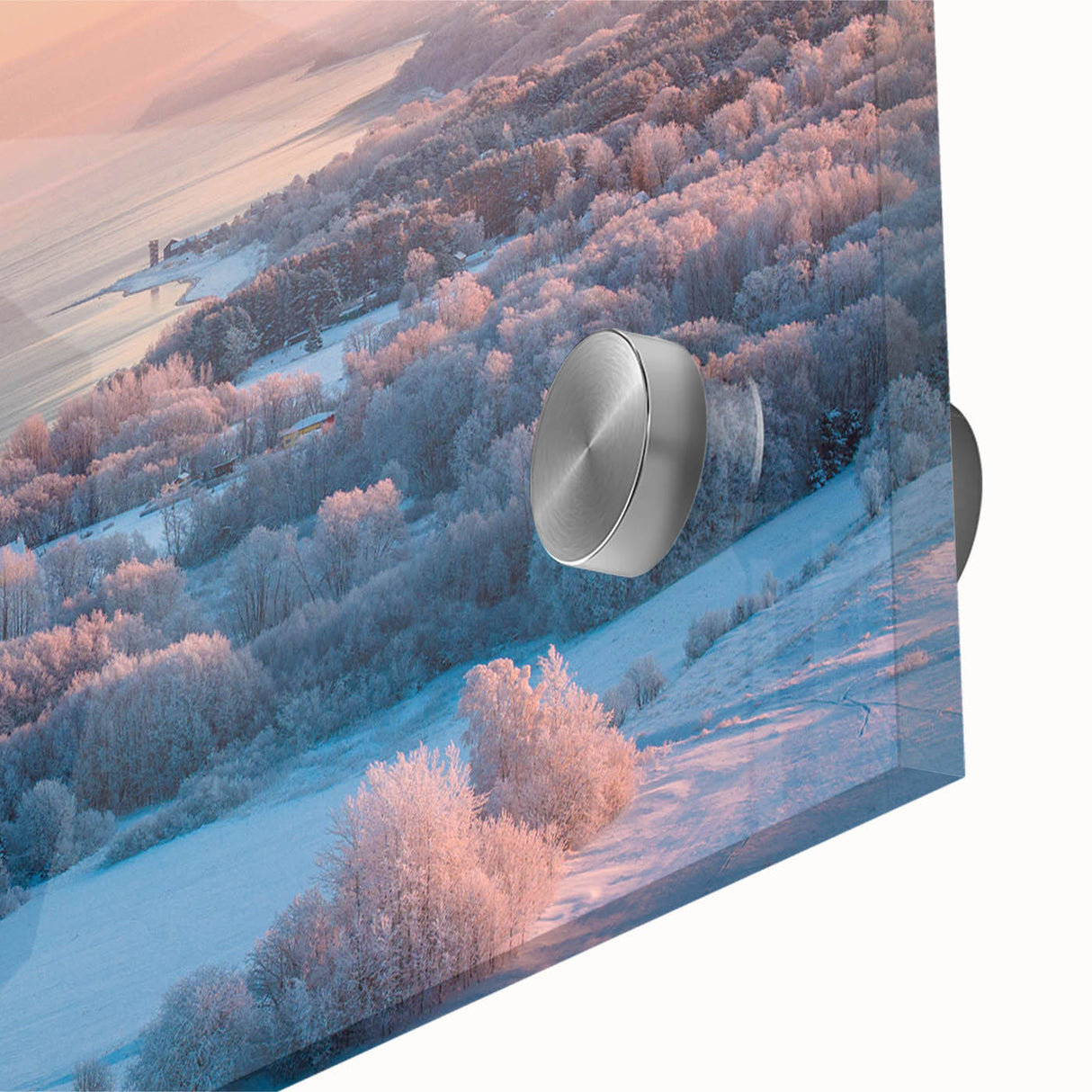 Large abstract wall art depicting a European Estonian scenery in muted earth tones on acrylic glass.