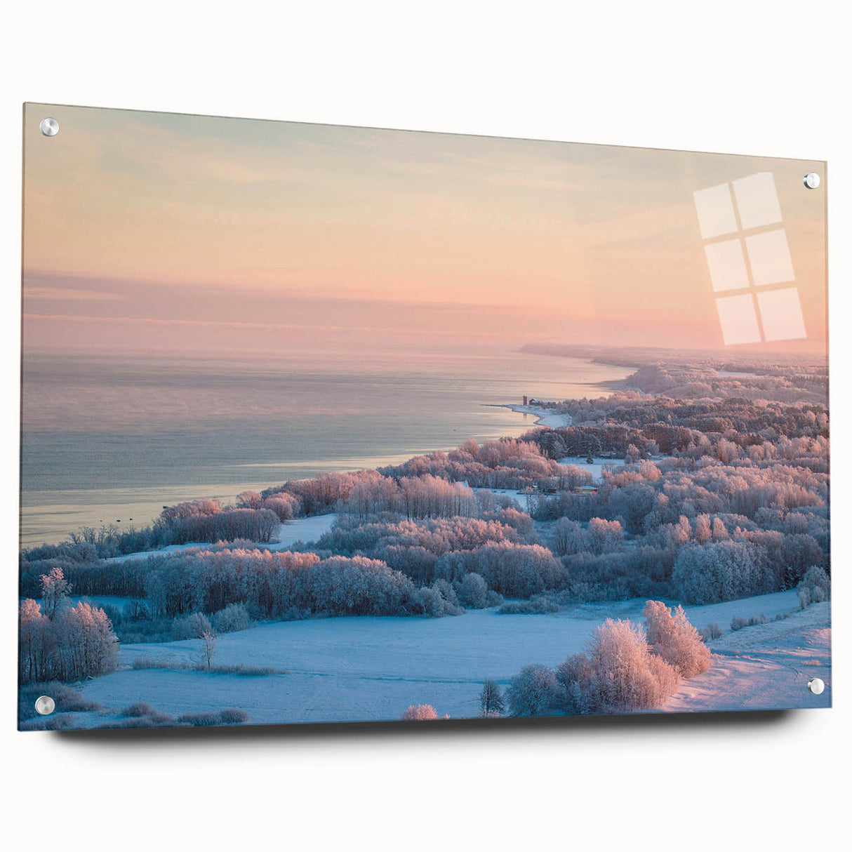 Acrylic print of a European scenery in Estonia, featuring muted earthy tones, ideal for dining room decor.