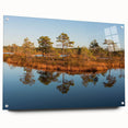 Abstract scenery of a European landscape in muted earth tones on acrylic glass, suitable for bedroom or dining room decor.