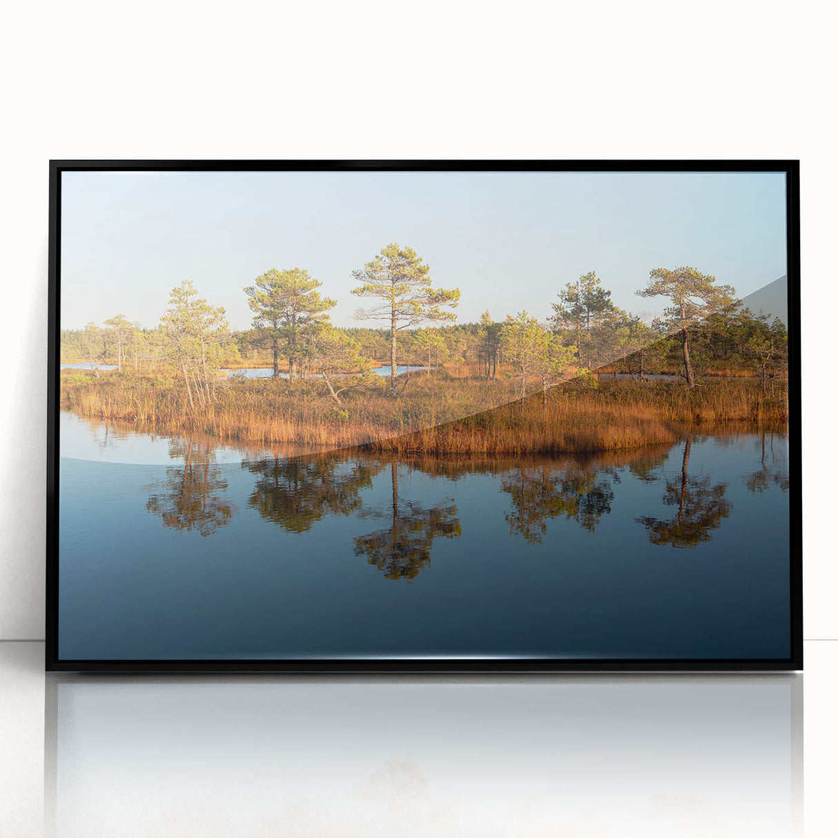 Large abstract wall art depicting a European landscape in muted earth tones on a framed acrylic.
