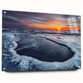 Acrylic print of a large abstract depiction of a European landscape in muted earth tones, ideal for dining room decor.