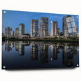 Acrylic print of a large abstract depiction of a Brazilian landscape in vibrant green and blue tones.