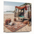 Acrylic print of a side-view caravan in neutral tones, suitable for bedroom or dining room decor.