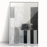 Framed abstract minimalist wall art in a sleek white acrylic frame, showcasing a modern design with soft color gradients, ideal for contemporary home decor.