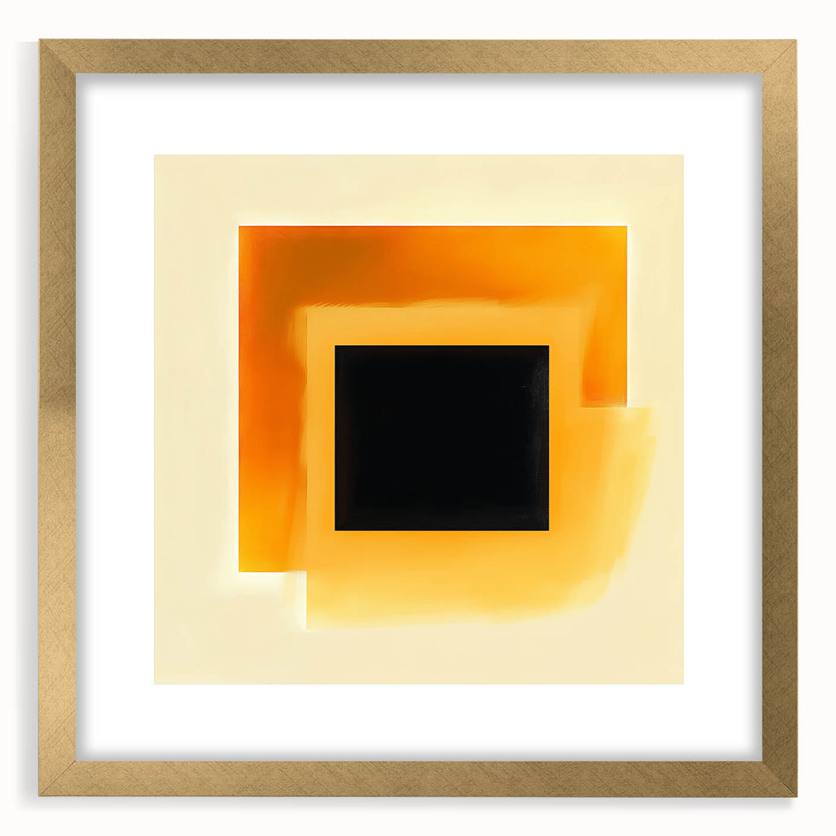 Abstract Art Prints – Black Square with Glowing Orange Gradient