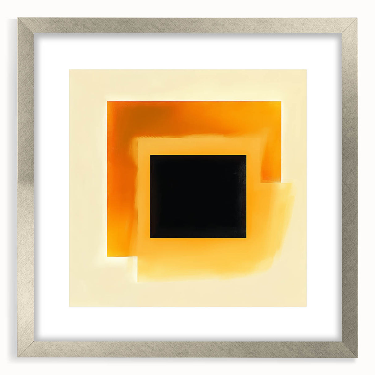 Abstract Art Prints – Black Square with Glowing Orange Gradient