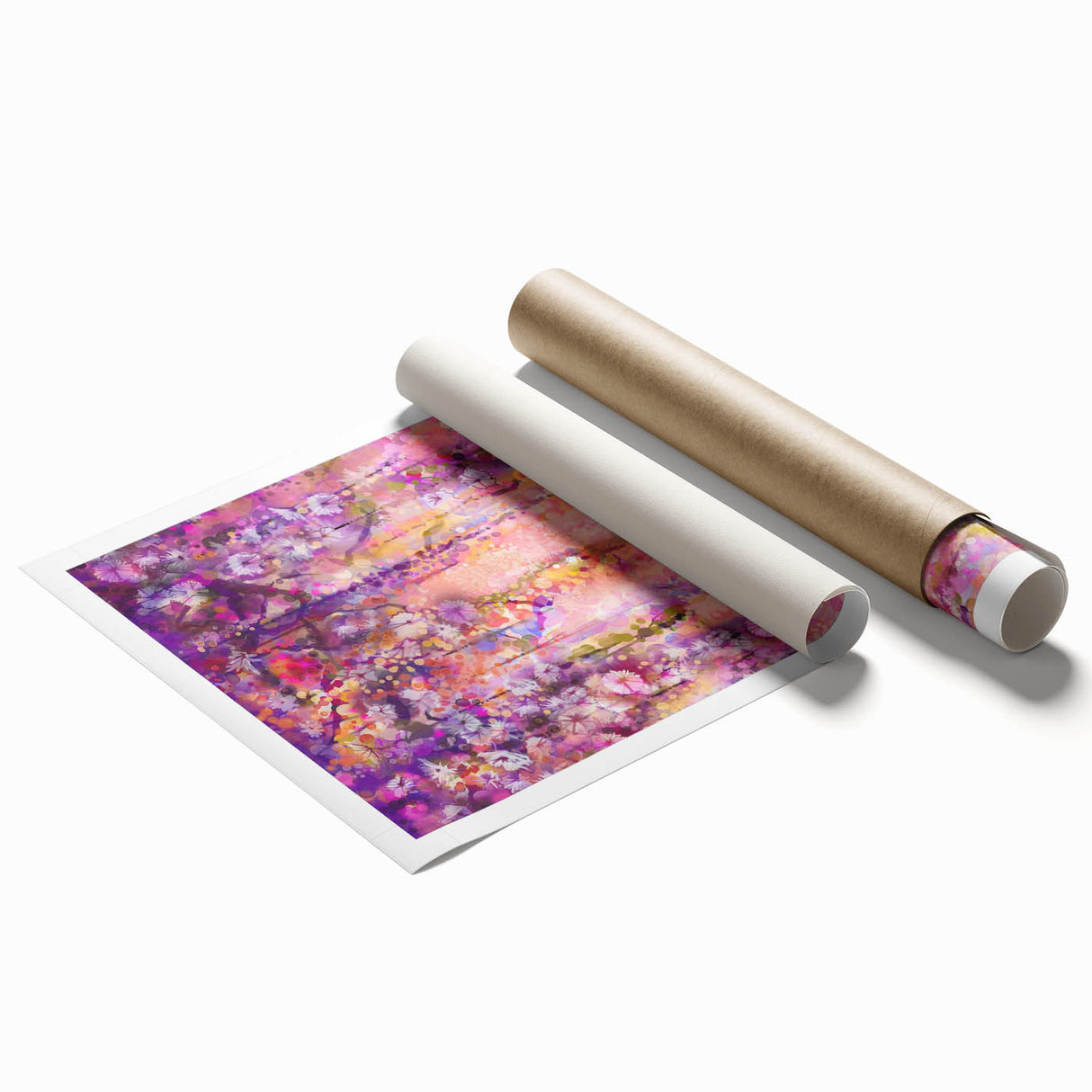 Purple and Pink Floral Wall Art – Abstract Canvas for Living Room
