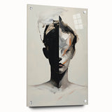 Abstract minimalist wall art displayed in a side view, showcasing vibrant acrylic colors with a sleek glass finish, secured with decorative pins. Perfect for modern home decor.