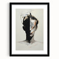 Abstract minimalist wall art framed in black, featuring geometric shapes and earthy tones, ideal for modern home decor. Perfect for adding elegance to any space.