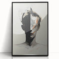 Framed abstract minimalist wall art in black acrylic, showcasing geometric shapes and smooth lines, perfect for modern home decor. Ideal for enhancing contemporary living spaces.