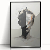 Framed abstract minimalist wall art in black acrylic, showcasing geometric shapes and smooth lines, perfect for modern home decor. Ideal for enhancing contemporary living spaces.