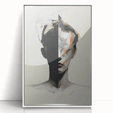 Framed minimalist abstract wall art in white acrylic, showcasing a contemporary design with clean lines and subtle textures, perfect for modern home decor.