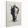 Abstract minimalist wall art on stretched canvas showcasing soft neutral tones and geometric shapes, perfect for modern home decor. Side view highlights the canvas's depth and texture, enhancing its artistic appeal.