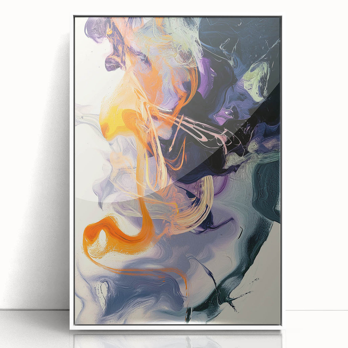 Large Abstract Wall Art – Bold Vertical Swirl in Orange and Purple