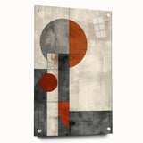 Abstract minimalist wall art piece displayed in a side view, featuring a sleek acrylic glass frame with visible mounting pins, ideal for modern decor.