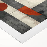 Abstract minimalist wall art on rolled canvas, showcasing a harmonious blend of soft pastel colors and geometric shapes, ideal for modern decor.