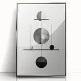 Framed abstract minimalist wall art with silver acrylic front, showcasing a sleek design ideal for modern home decor. Perfect for enhancing any space's aesthetic.