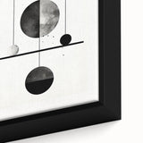 Abstract minimalist wall art design featuring soft pastel colors and geometric shapes, elegantly framed to enhance modern interior decor. Close-up view highlights texture and detail, ideal for contemporary spaces.