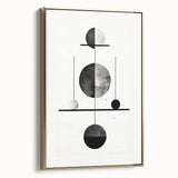 Framed abstract minimalist wall art featuring elegant gold accents against a neutral background, showcasing a sleek side view of the canvas design.