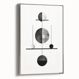 Framed abstract minimalist wall art in silver, showcasing a sleek design with gentle curves and lines against a neutral background, perfect for modern decor.