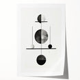 Abstract minimalist wall art print showcasing soft pastel colors and geometric shapes, rolled up for shipping in a protective cardboard tube. Perfect for modern home decor.