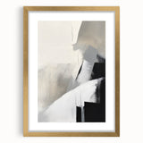 Abstract minimalist wall art framed in gold with a mat, showcasing a modern design that enhances contemporary home decor. Perfect for adding elegance to living spaces.